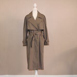 VTG BREM Rainwear Ladies Trench Coat, Double Button, Belted Long sz 12 Petite